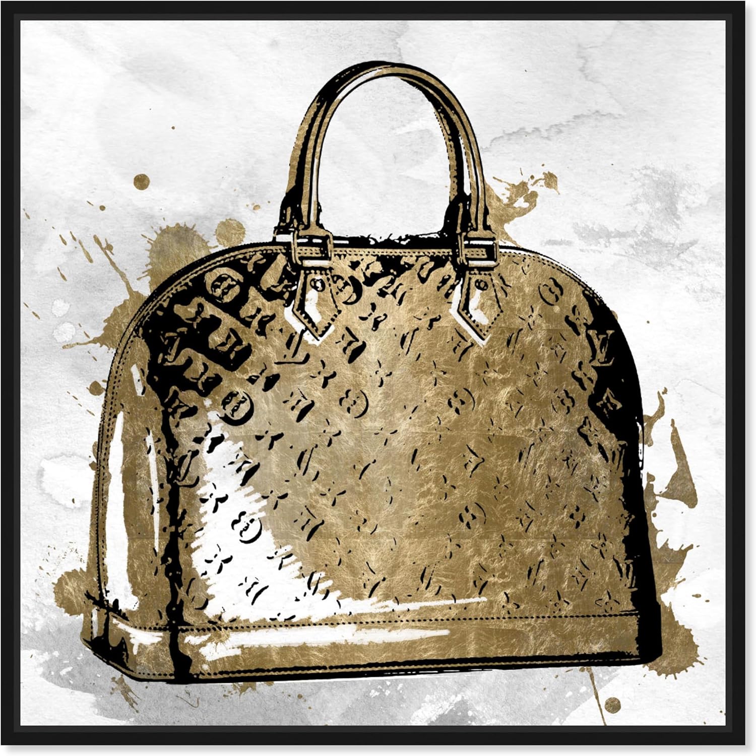 The Oliver Gal Artist Co. Fashion and Glam Framed Wall Art Canvas Prints 'LV Gold' Handbags