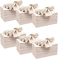 Vista 10 de Bedding Craft Juego de 12 servilletas de cena de tela de lino de linaza y algodón - 18x18 pulgadas, naturales con dobladillo, de tela reutilizable