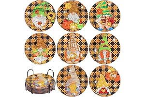 Thanksgiving Gnomes Diamond Painting Coasters Kit: Capture the Spirit of Fall