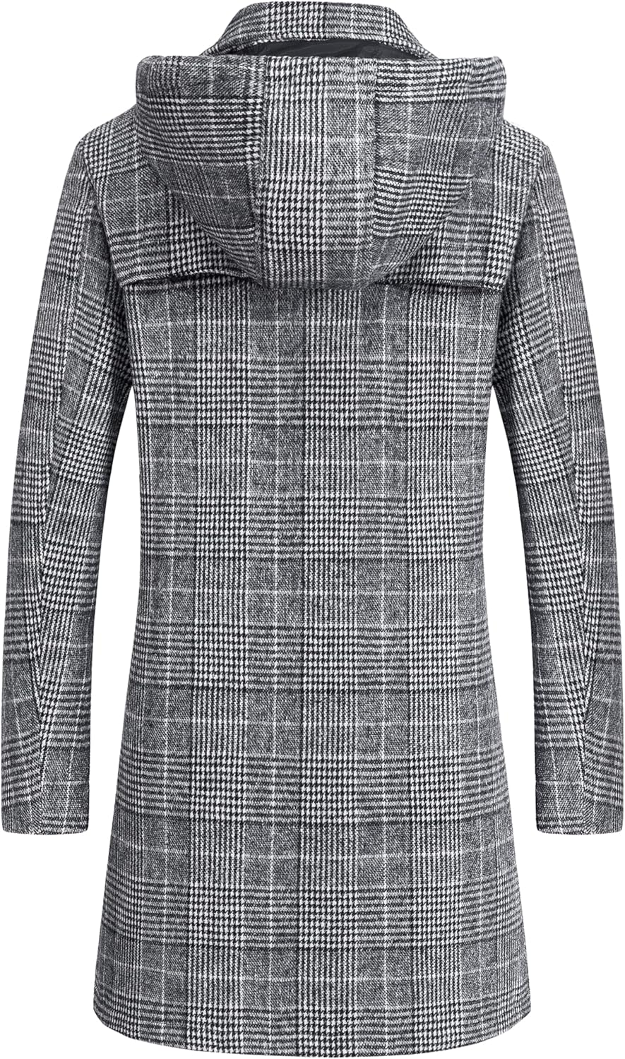Classic Glen Plaid Men's Overcoat: Rear View