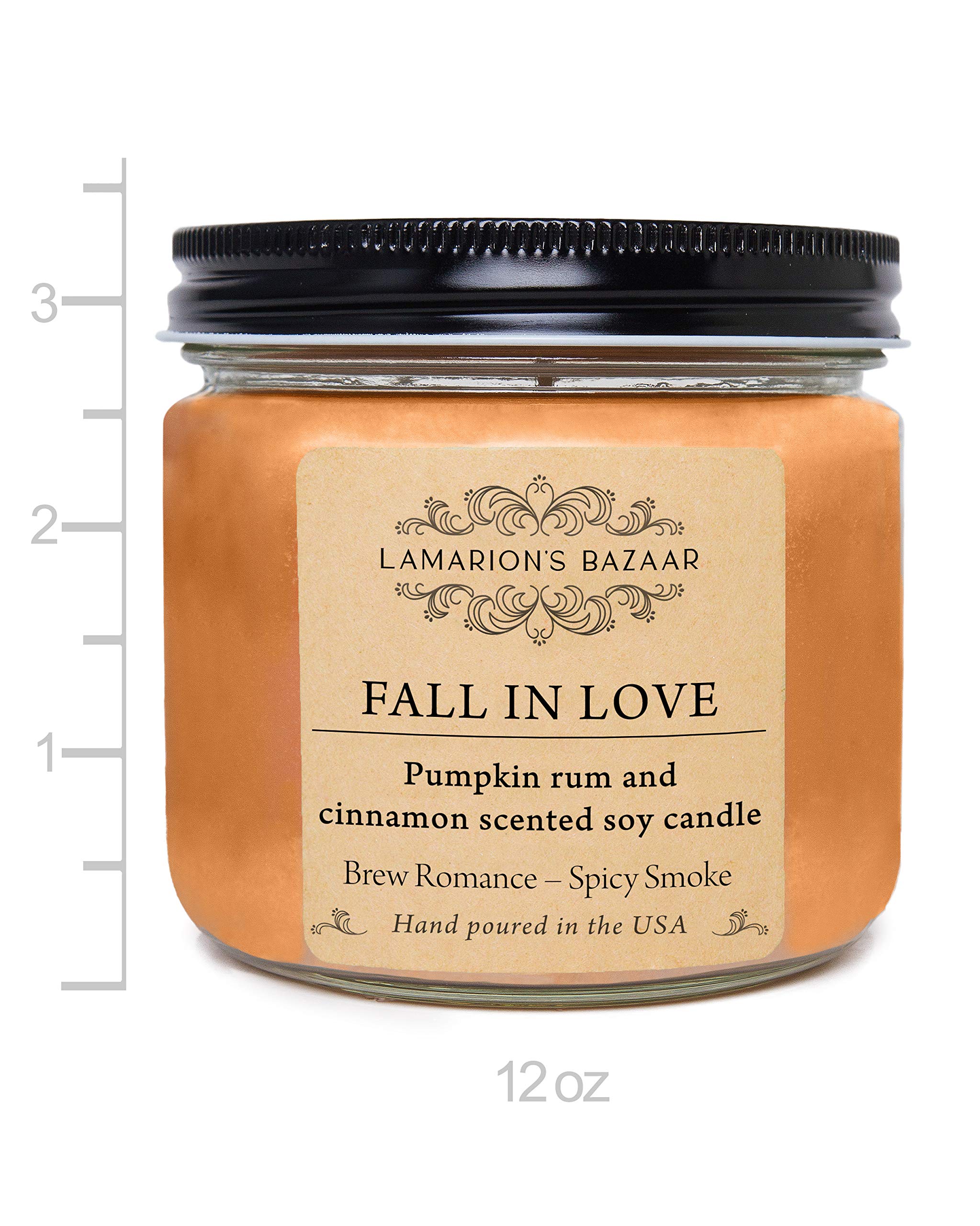 Fall in Love - świeca zapachowa z rumem i cynamonem z cynamonowym pudrem - duża świeca sojowa w pudełku typu kraft