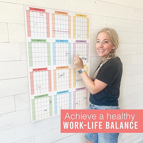 Miniatura 4 de Colorido calendario de borrado en seco de 12 meses para pared, calendario grande de pared de pizarra blanca, calendario de pared grande de borrado