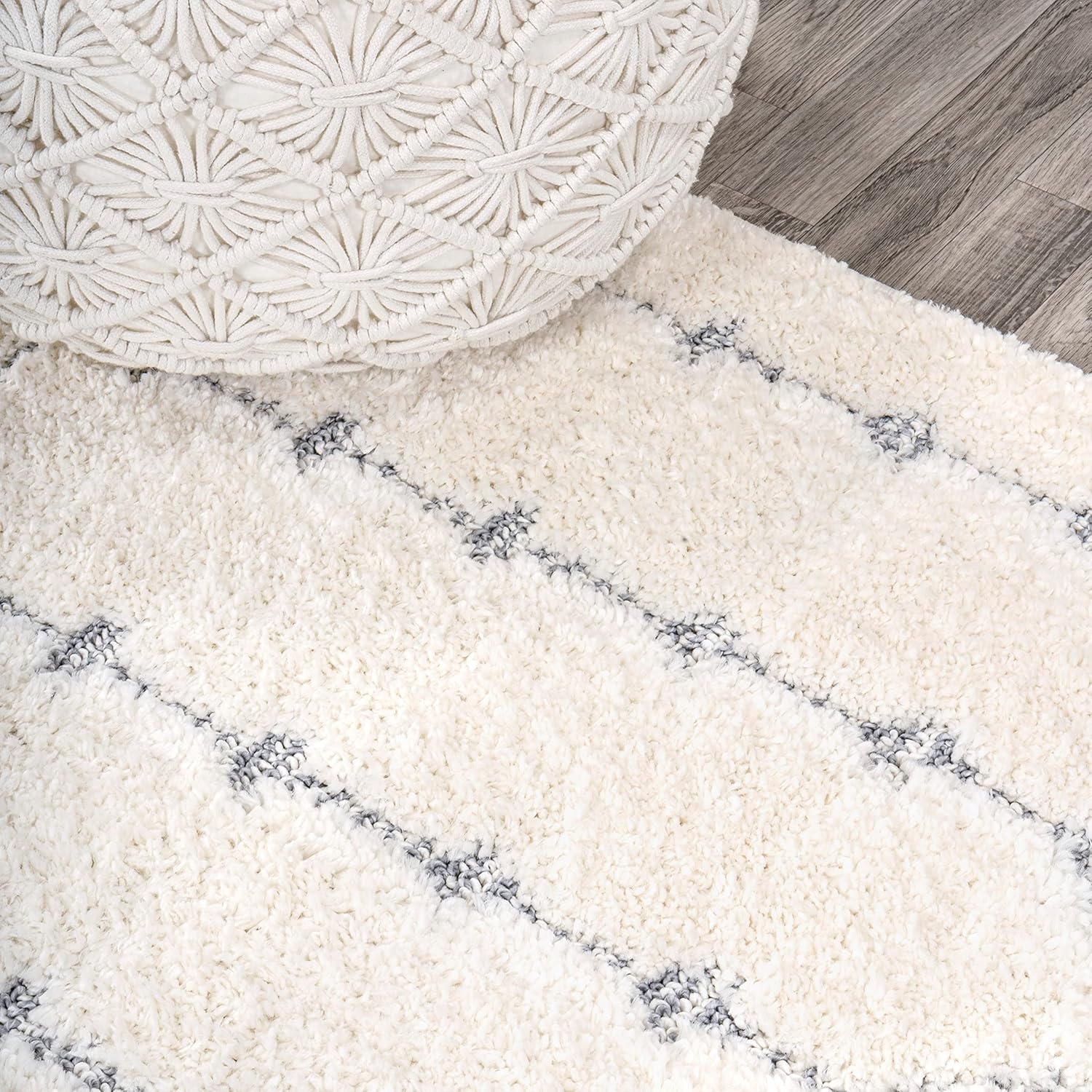 JONATHAN Y Trellis Plush Carved Cream/Gray Runner Rug 2X8 ft, Pia Moroccan High-Low for Living Room, Bedroom, Kitchen, Office, Easy-Cleaning, High Traffic, Pet-Friendly, Non-Shedding SNT105B-28