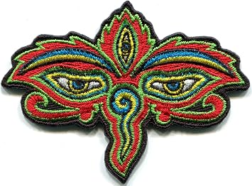 Eyes of Buddha Wisdom Buddhist Hippie Buddhism Embroidered Applique Iron-on Patch Small T-17