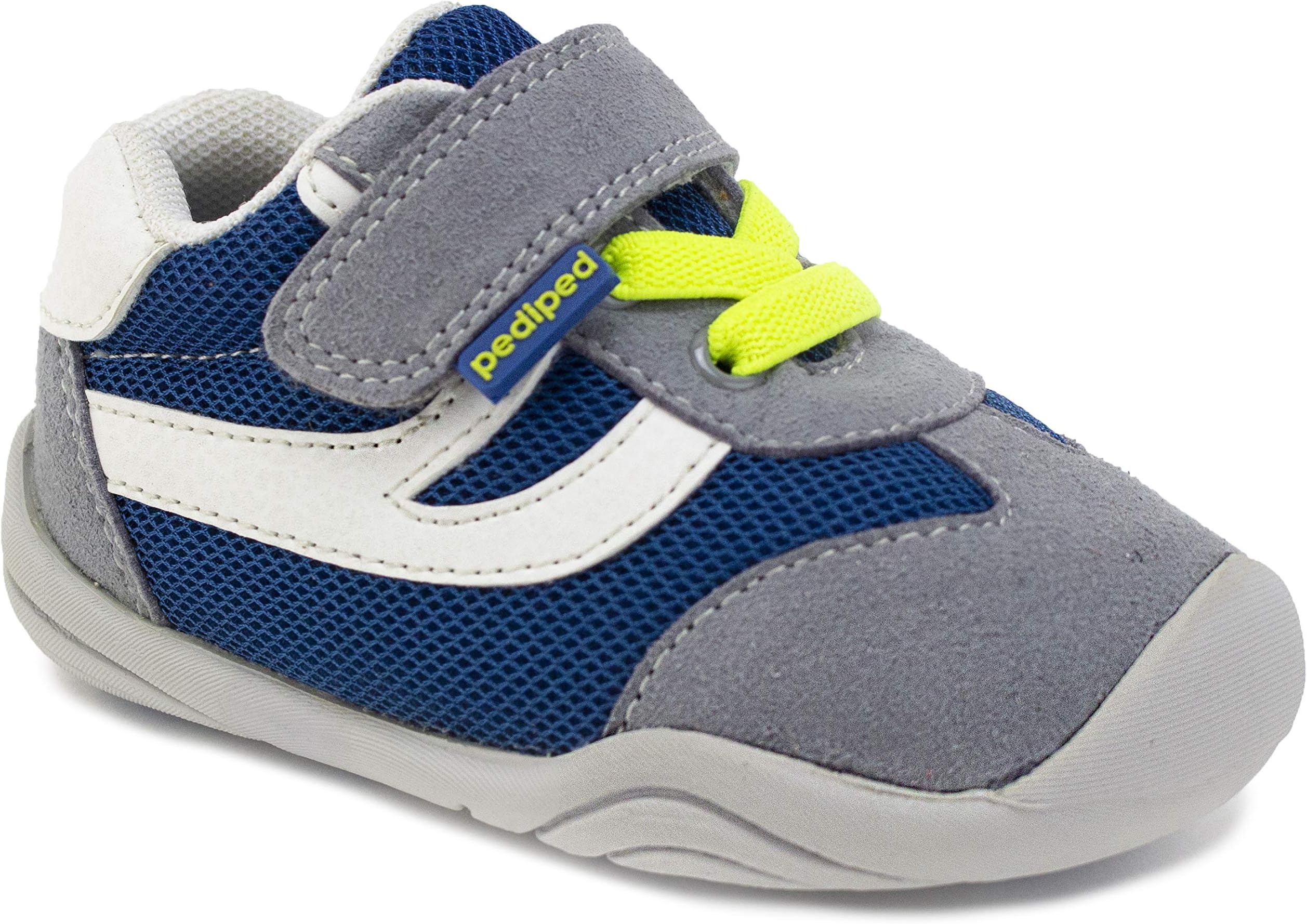 Grip 'N Go, Cliff Grey Blue Lime Sneaker, All Natural Rubber Sole, Comfort, Protection and Flexibility. Closed-Toe, Adjustable Hook-and-Loop Velcro Closure Strap