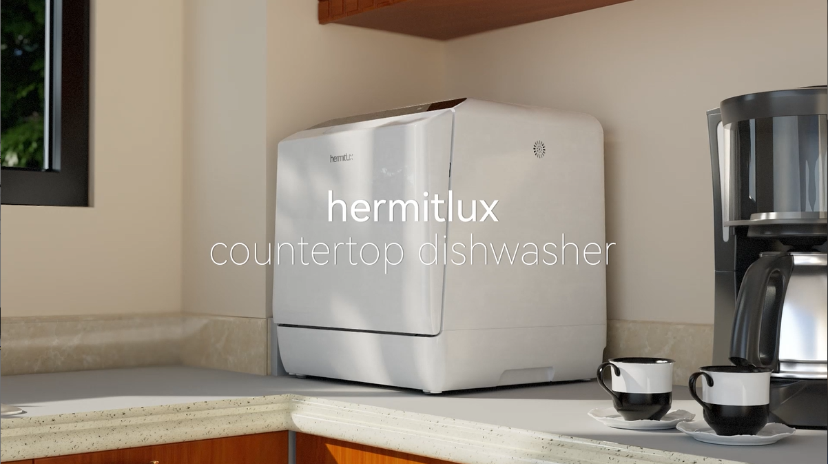 Hermitlux Tischgeschirrspüler,Mini Geschirrspüler,mit und ohne wasseranschluss verwendbar,43 cm breit,Platz für 4 Maßgedecke,Camping nutzbar,175 kWh/Jahr,weiße – Bild 8