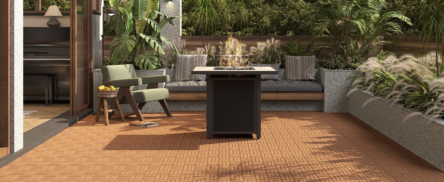 Amazon.com: Yaheetech 27PCS Acacia Wood Deck Tiles Interlocking