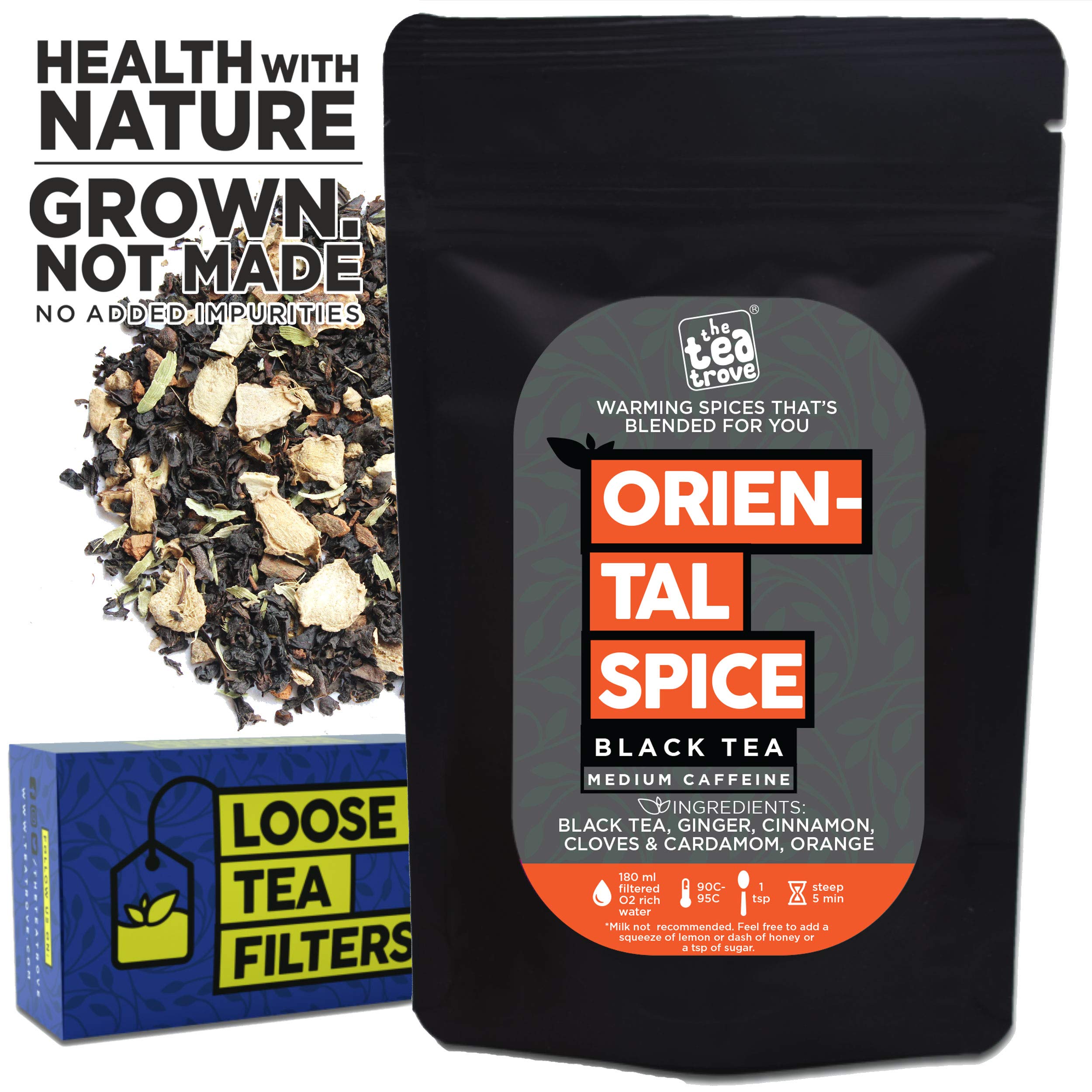 The Tea Trove Oriental Spice Tea with Loose Tea Filter for Weight Loss(100 Gm,50 Cups)