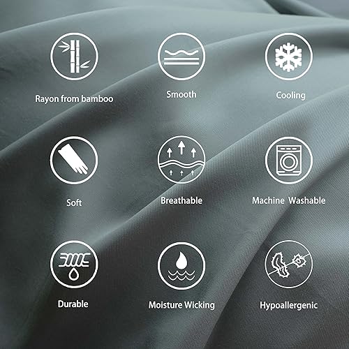 Miniatura 4 de HeimenAogo Juego de 2 fundas de almohada refrescantes de bambú, ultra suaves y transpirables, con propiedades naturales que absorben la humedad y