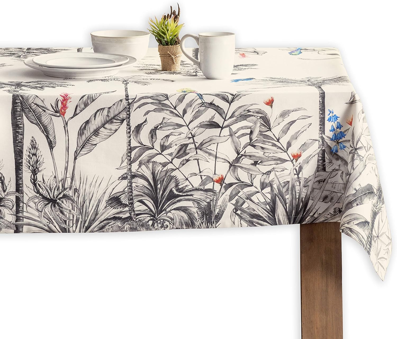 Maison d' Hermine Amazonia Bundle Set 100% Cotton Tablecloth (60 Inch by 120 Inch) and Set of 4 Napkins (20 Inch by 20 Inch)