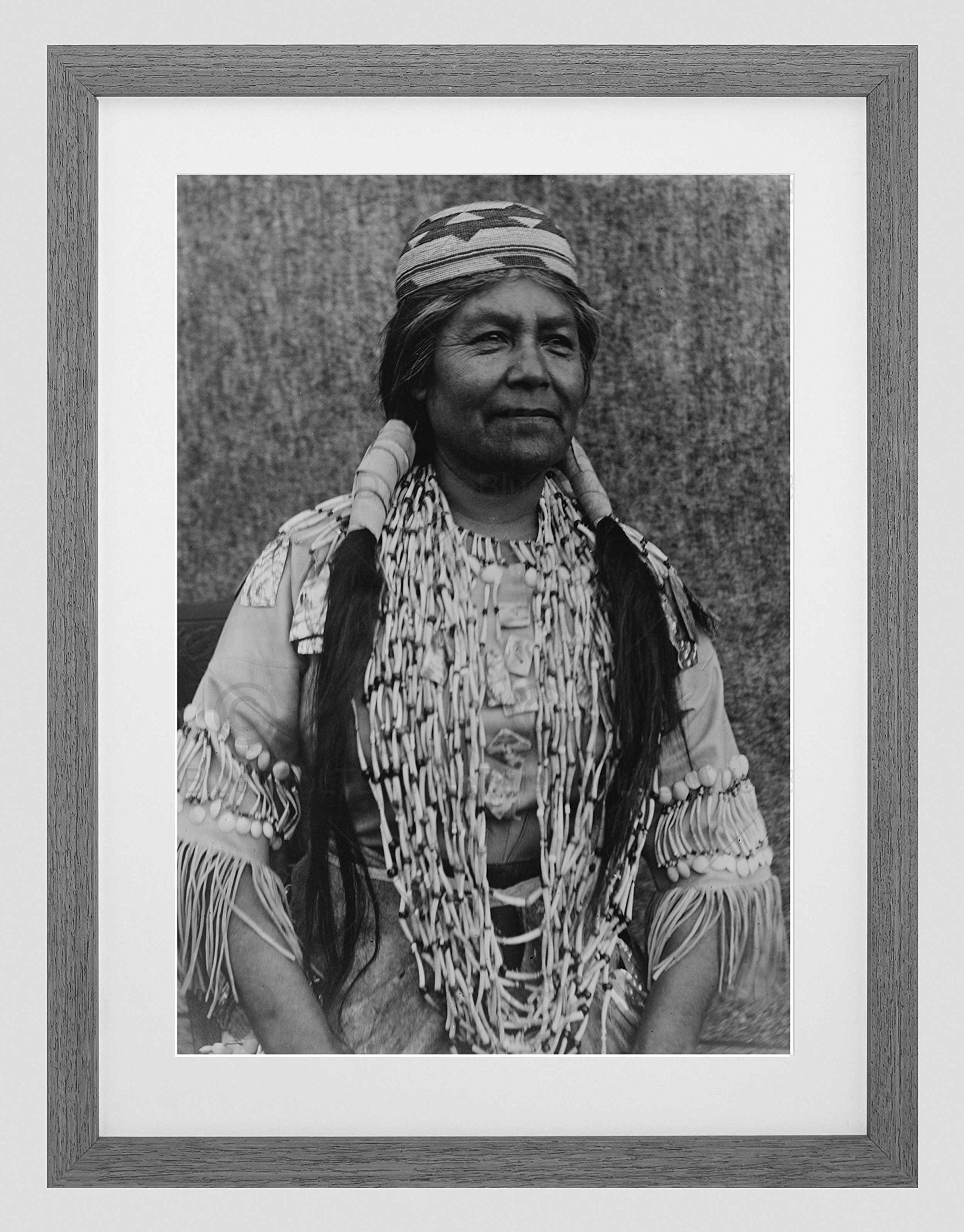 Wee Blue Coo Vintage Portrait Native American Woman Yurok USA Framed Wall Art Print