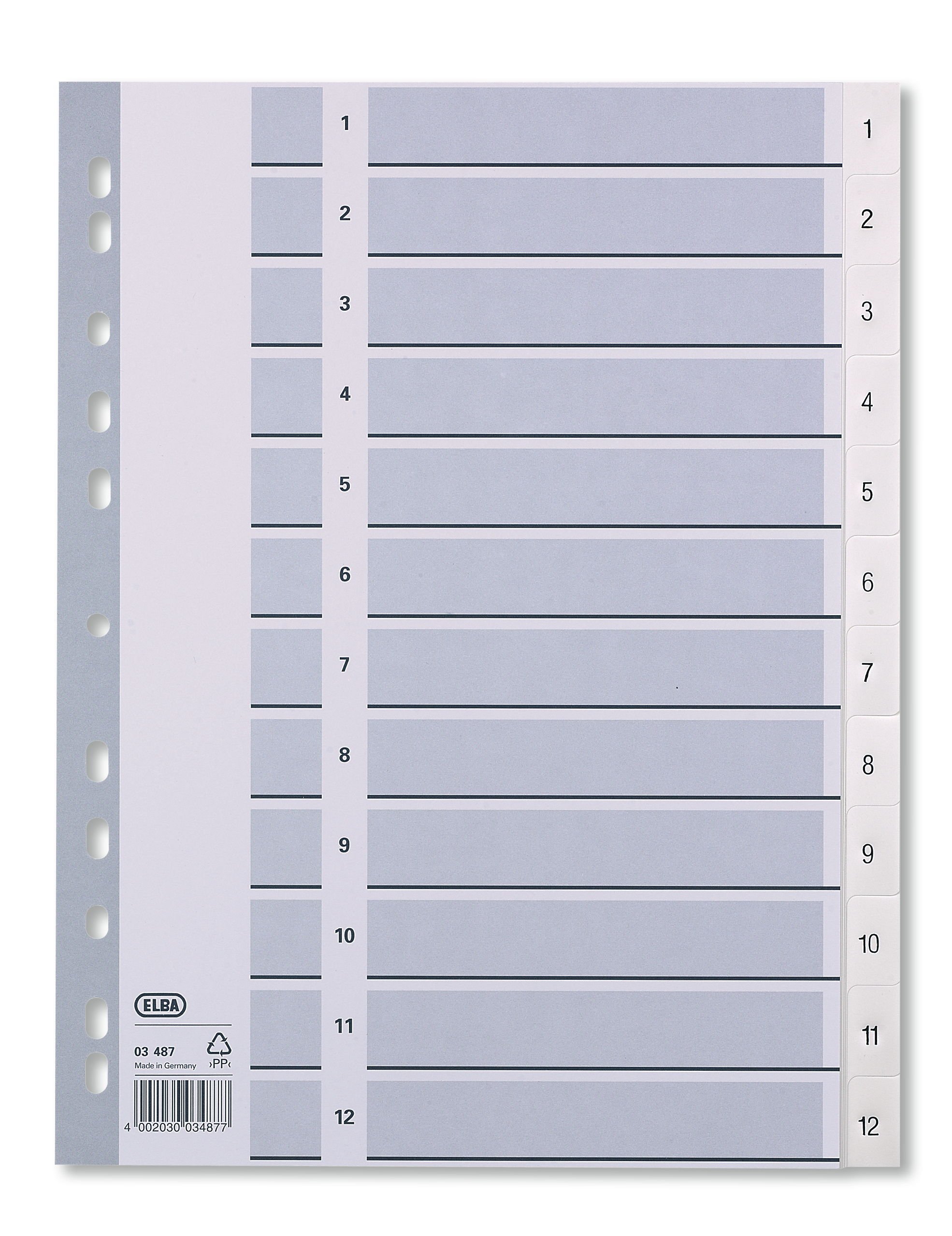 Elba 400013900 Plastic Strong Index Line Numbers 1-12 1