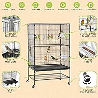 Vista 4 de Jaula para pájaros Yaheetech de 132 cm de pie, jaula grande de acero forjado para loros, jaula de vuelo para cacatúas grises africanas, cuáqueros