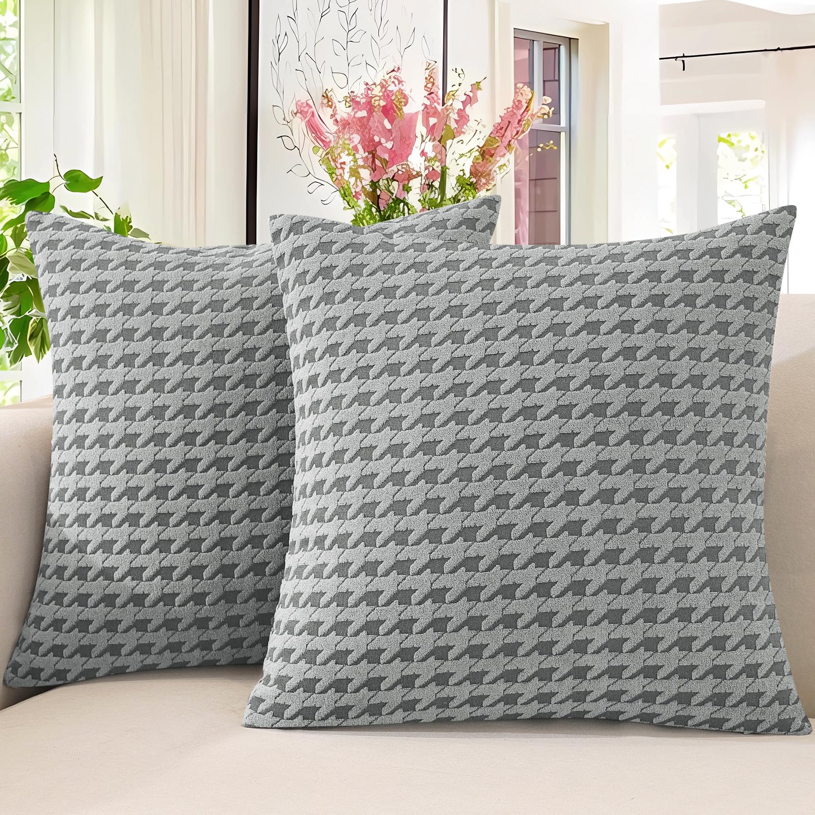 Housses de coussin lavables et douces gris clair 45x45 cm pour votre canapé