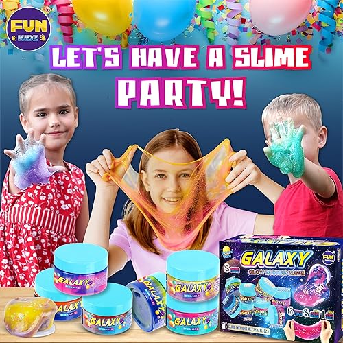 Miniatura 9 de FunKidz - Slime brillante de galaxia de 35.16 onzas líquidas para niños, 35.2 fl oz, paquete de 8 paquetes de juguetes para niñas, kit de limo con
