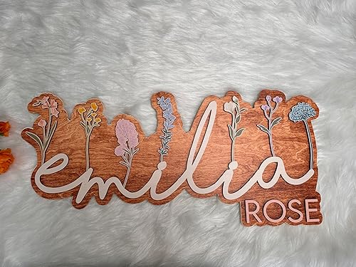 Miniatura 2 de Letrero de nombre personalizado para guardería, letrero de nombre de guardería para niñas, letrero de guardería de flores silvestres, letrero de