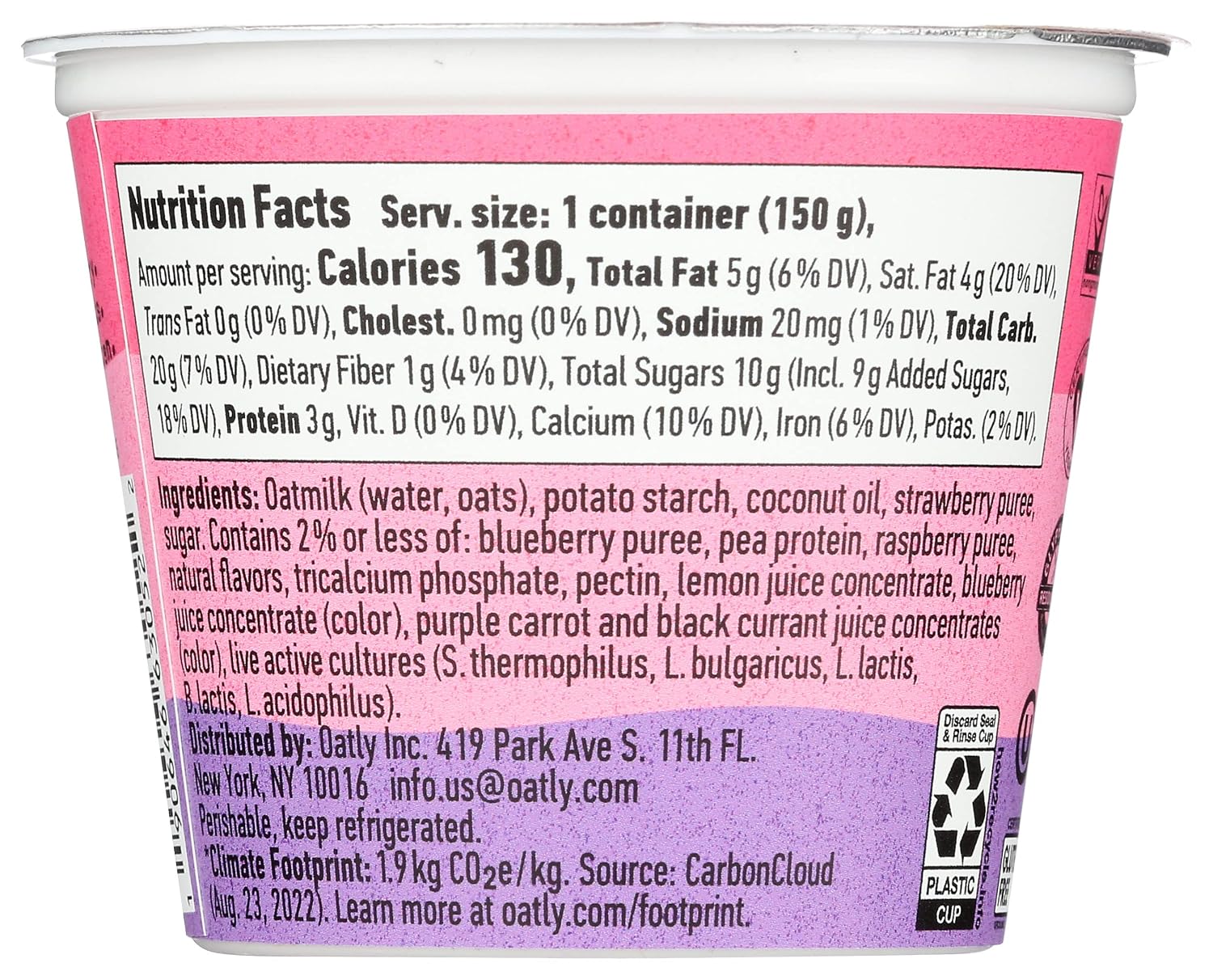 Oatly Mixed Berry Oatgurt, 5.3 OZ