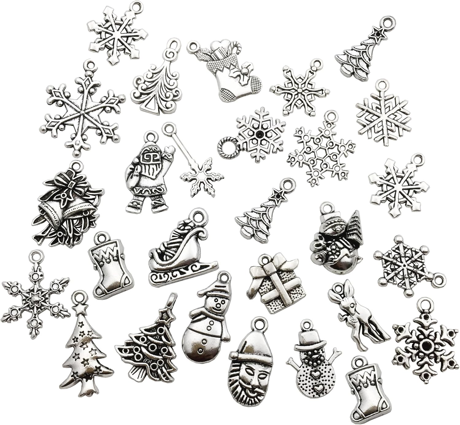 75 pcs Mixed Craft Supplies Christmas Tree Snowflakes Deer Bell Stocking Charms Pendants for Crafting Jewelry Findings Making Accessory For DIY Necklace Bracelet (M041) : Arts, Crafts & Sewing