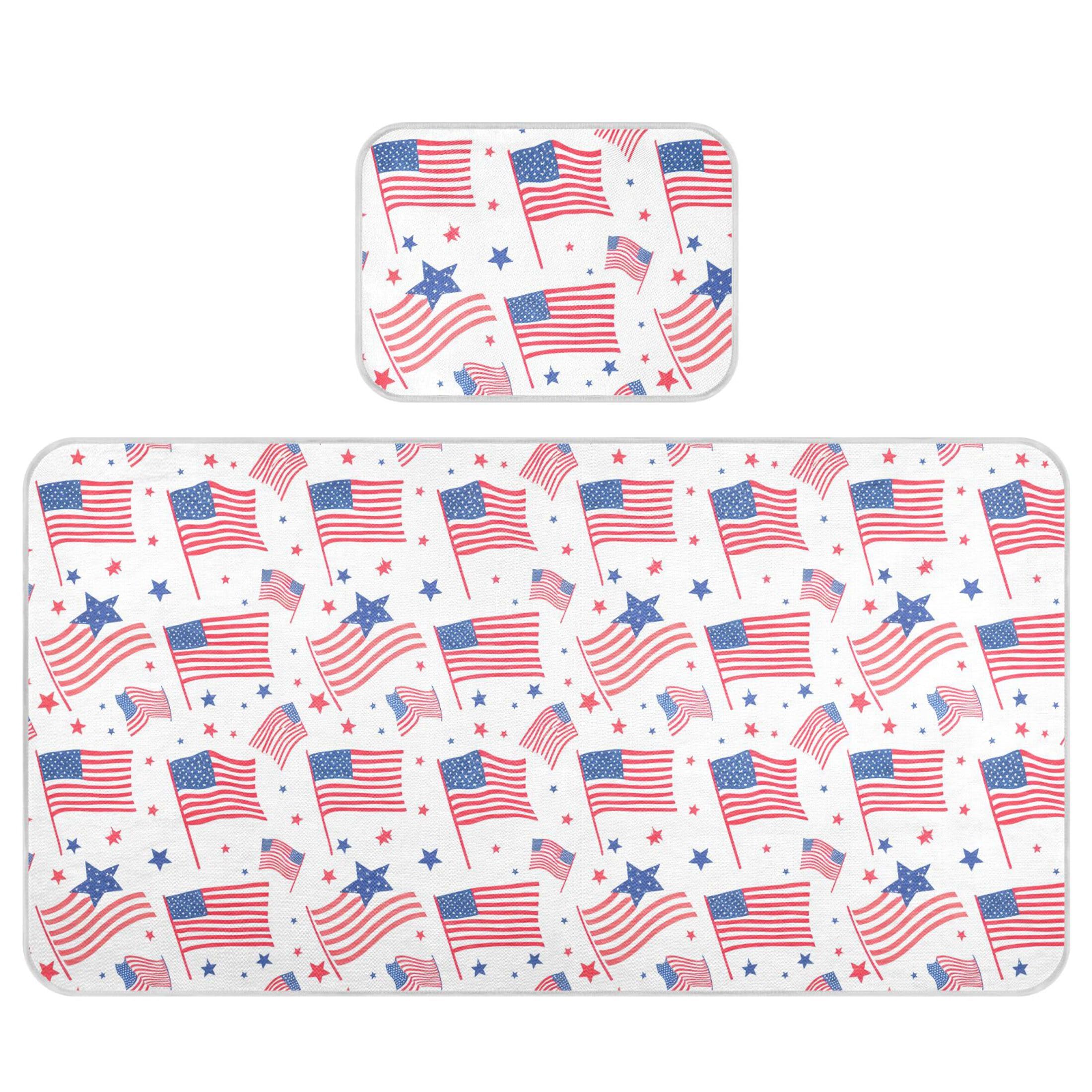 Takiito American Flags Baby Cooling Mattress Pad, Soft & Breathable Cooling Mat Keep Baby Cool in Summer 28x52 in, Nursery Essential