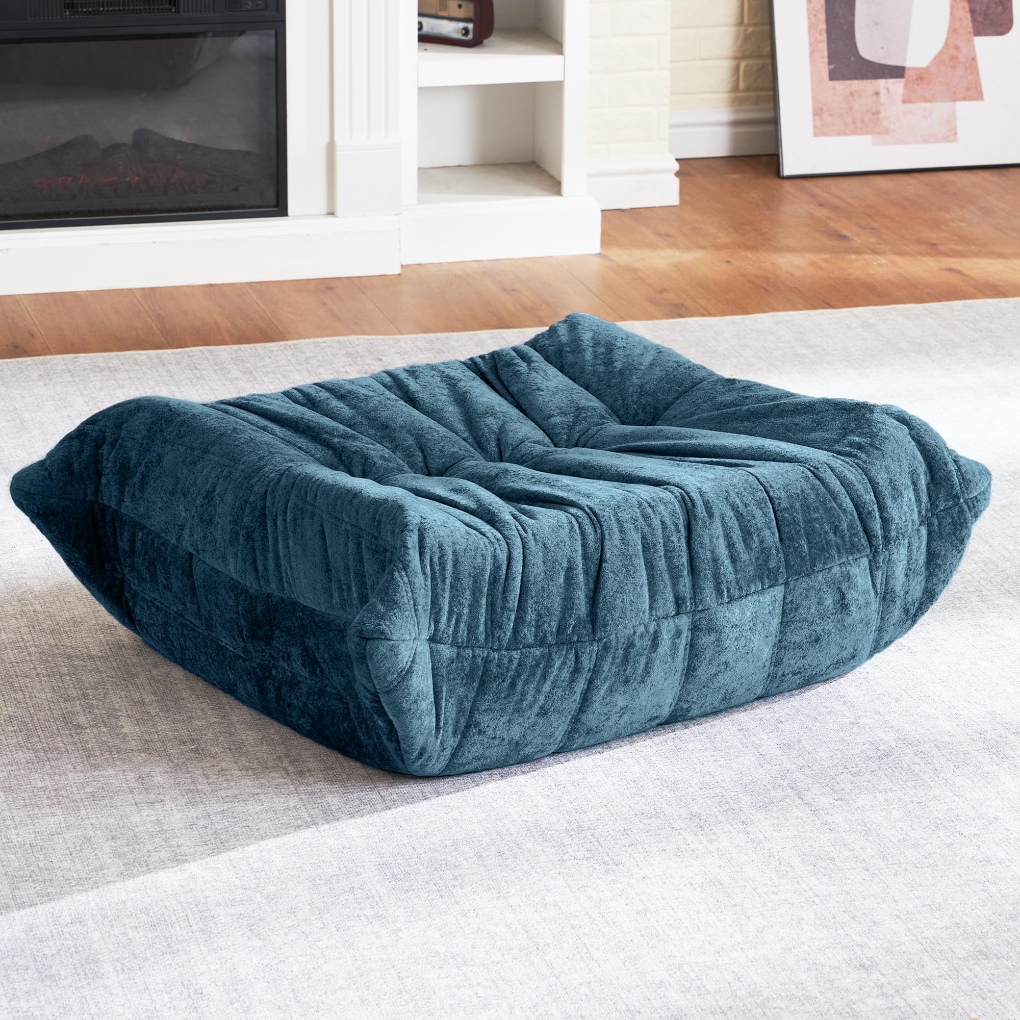 HABUTWAY Bean Bag Ottoman,Memory Foam Foot Rest,Ottoman,Navy Blue