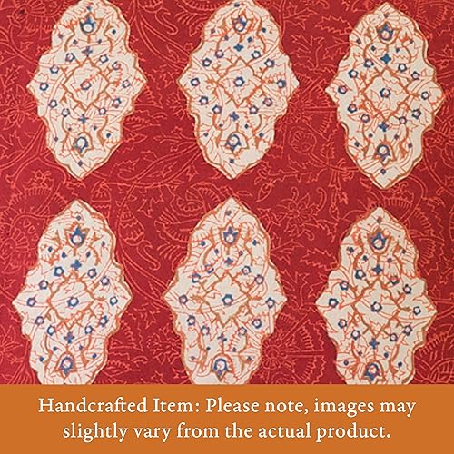 Lujosa funda de almohada roja, impresa a mano, 100% algodón preencogido, diseño de ruta de especias para sofás o almohada decorativa para cama de 18