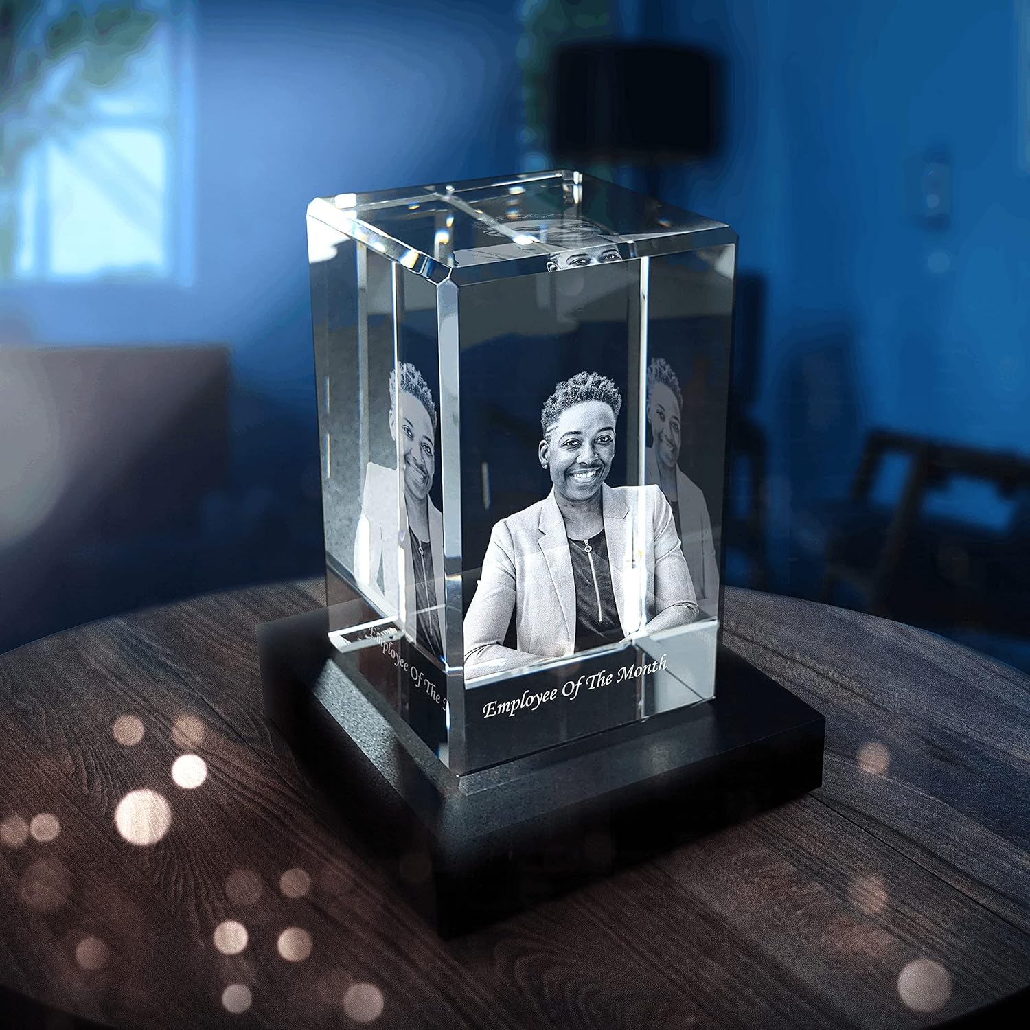 3D Crystal Photo with LED Base 3D Pictures in Glass Personalized Gift for Father's Day, Birthday Gifts, Women, Men, Home Office Decor Paperweight (Portrait, XL)