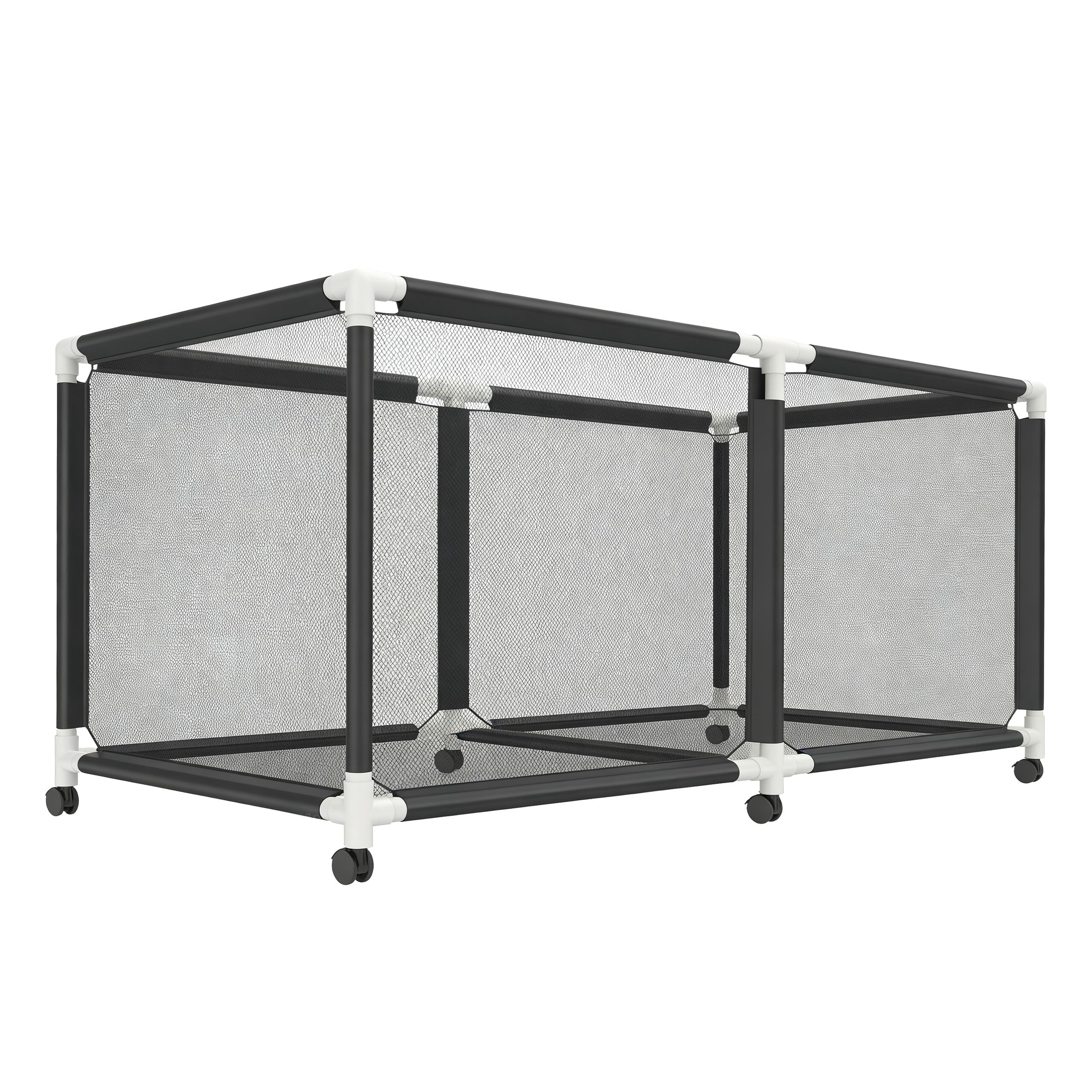 Relaxdays Carrello Porta palloni, 4 Ruote con Freno, Gabbia Mesh per Calcio/Pallacanestro/pallavolo, Taglie M-L, Nero