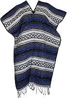 Vista 1 de Del Mex Poncho clásico de manta mexicana Azul