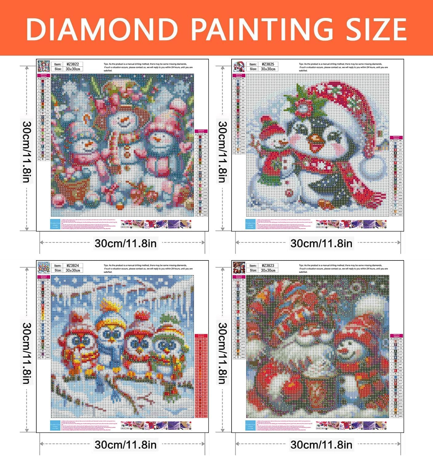 Ekuxom 4 Pack Christmas Diamond Art Kits for Adults-Diamond Painting12x12in image 2