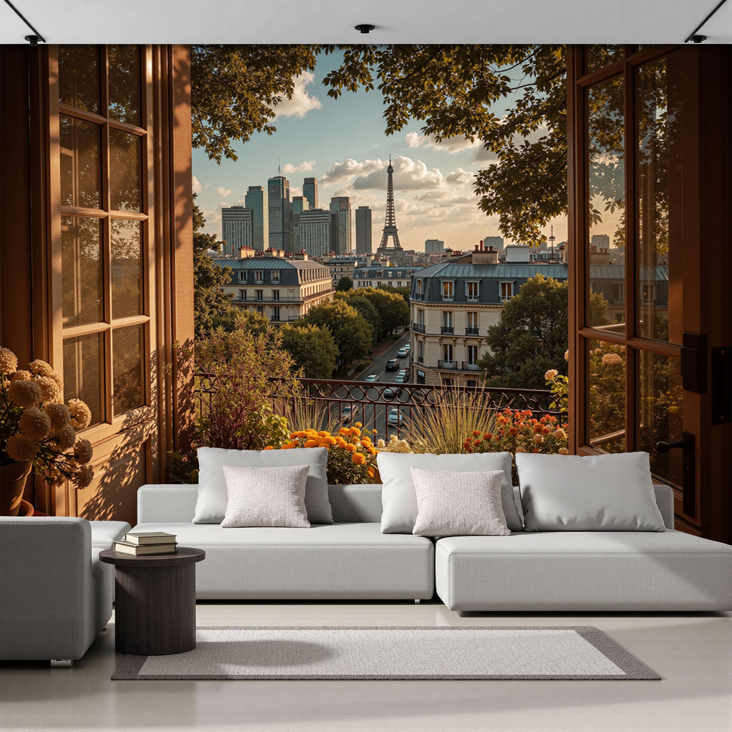 Poster géant de Paris paysage 3D pour créer une fenêtre ouverte dans sa chambre