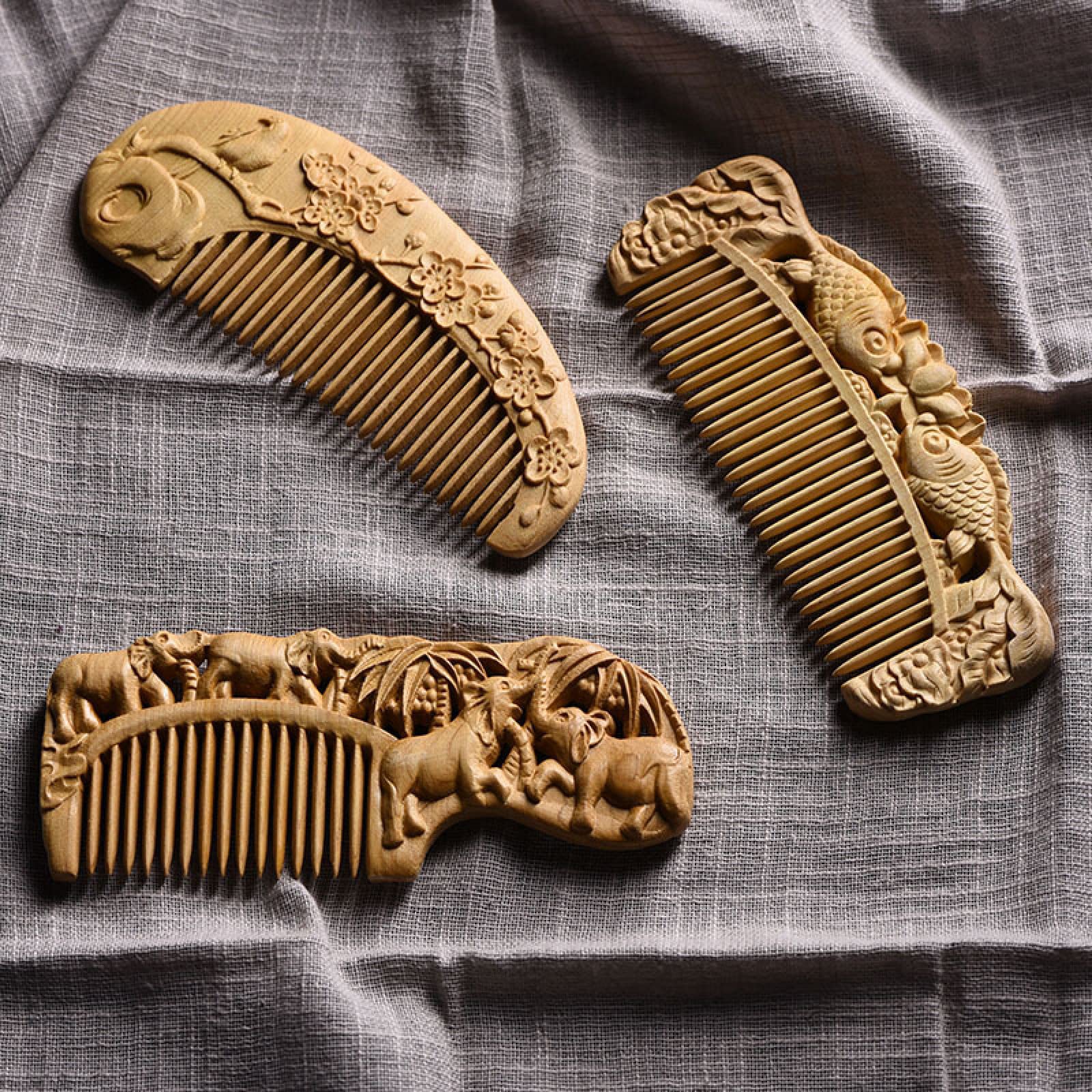 Pettine in Legno Naturale Incisione Portatile Phoenix Massaggio Fatto a Mano Pettini per Capelli Regali per Le Donne Spazzola per Capelli da Viaggio Pettine in Legno, 4