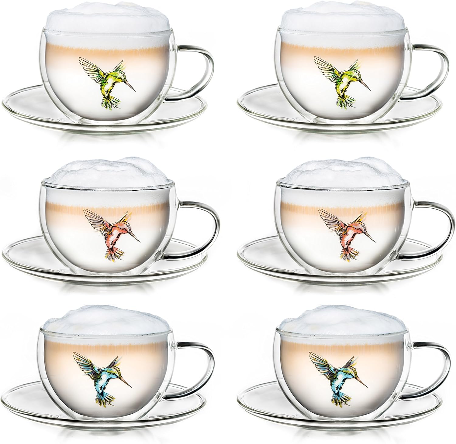 Creano dubbelwandig theeglas, latte macchiato, thermische mok vlinder | 250ml in exclusieve geschenkdoos (set van 6) Inkopen via de online groothandel