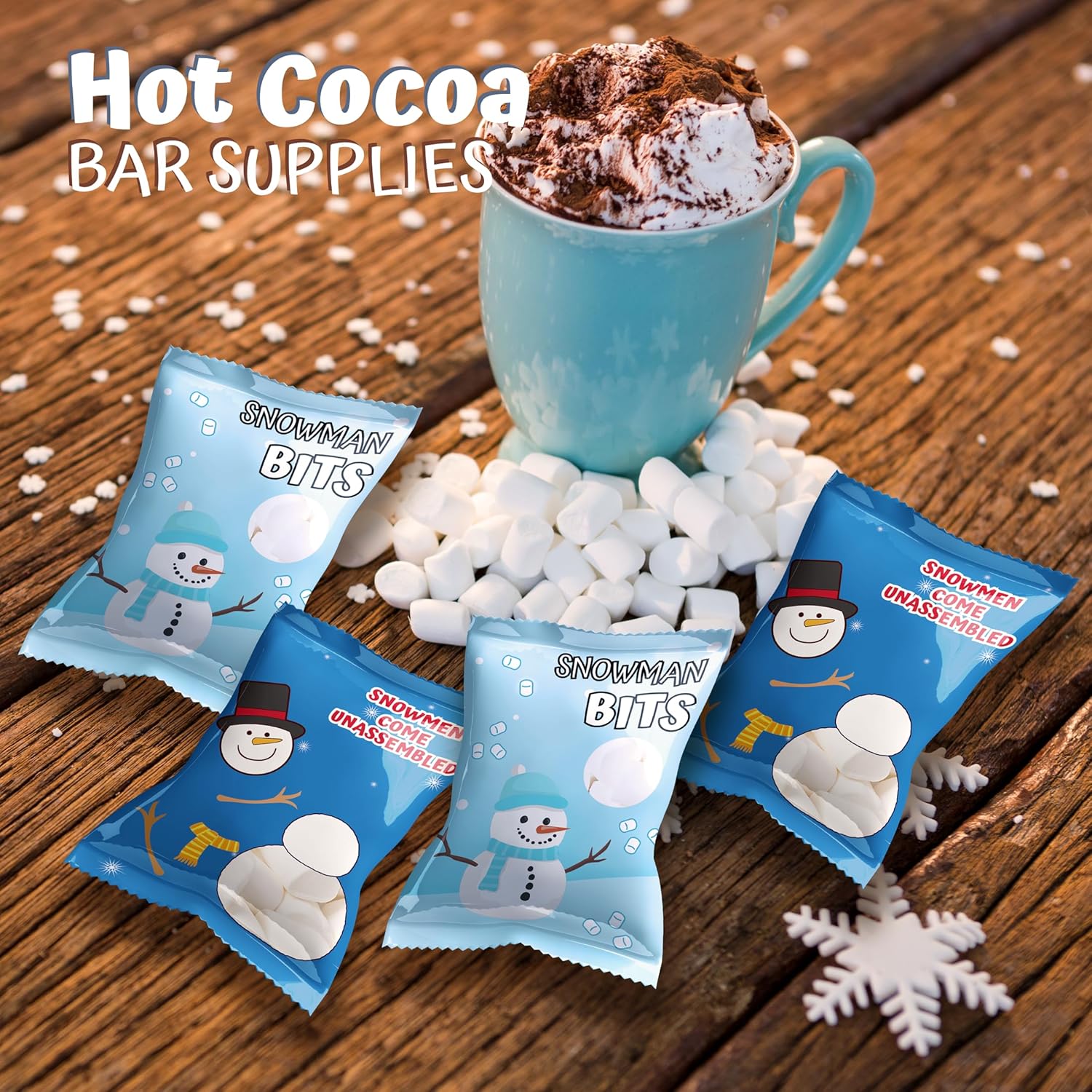 4E's Novelty 50 Packets Mini Marshmallows Individually Wrapped Packs for Hot Cocoa Toppers Christmas Marshmallows For Hot Chocolate Bar Supplies Party Candy Treats Stocking Stuffer Snacks (2 Assorted) - Image 6