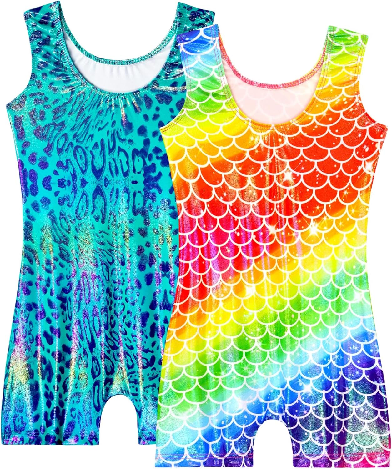 Snowheart Gymnastics Leotards for Girls - 2 Pack of Sparkly One-Piece Pro Kids Unitard Biketards with Shorts for Ages 2-9 - Image 2