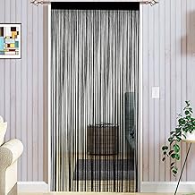 Spaghetti String Curtains Handmade Multi-Function Room Divider Screen for Windows and Doors, Black, 90 x 245 cm