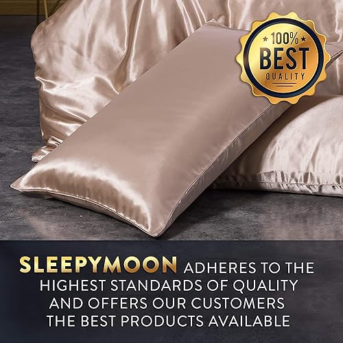 Miniatura 4 de Sleepymoon - Juego de funda de edredón de seda para cama doble, matrimonial, Queen, King, Poliéster, Champán, King