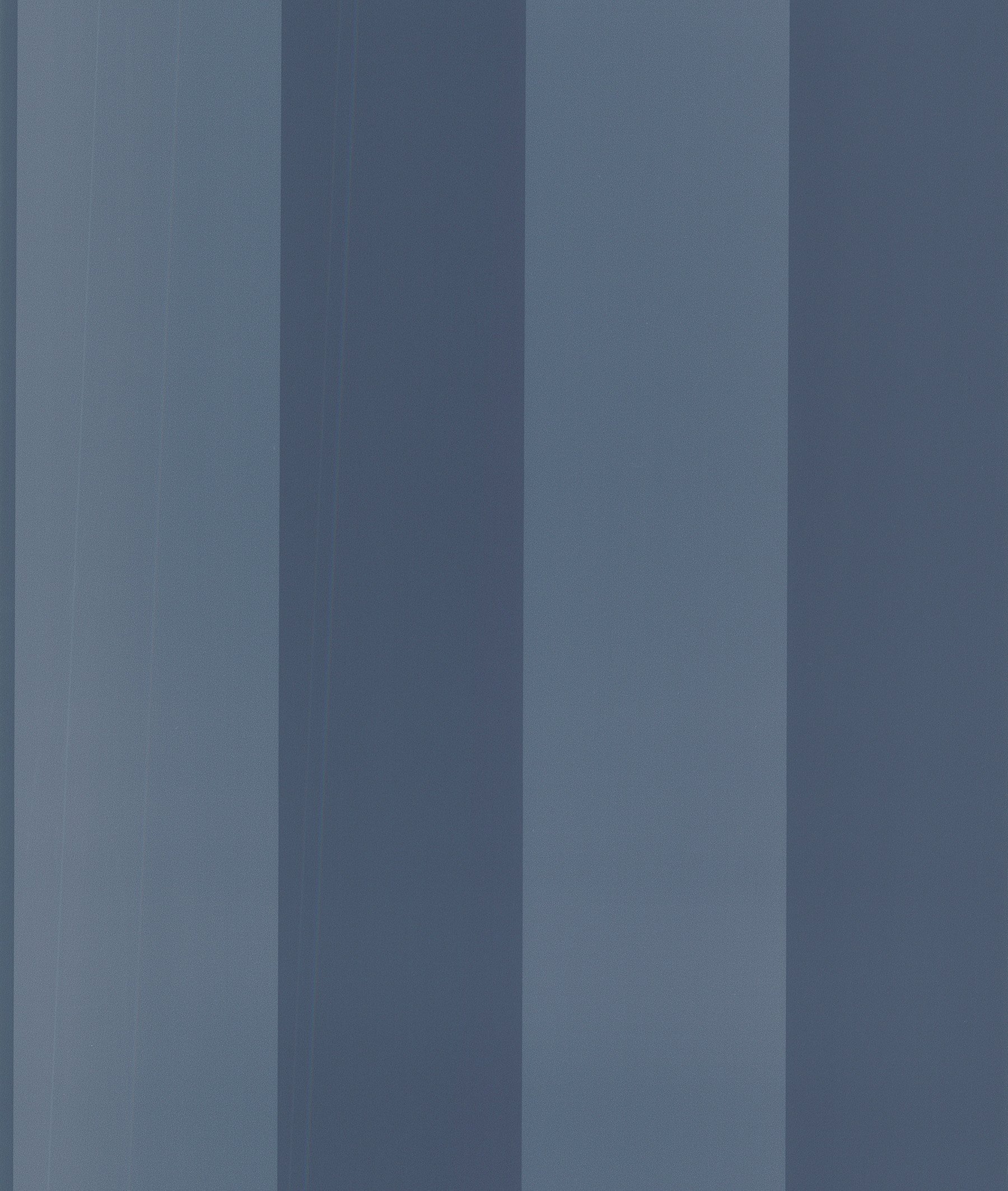 Papier peint bleu larges rayures Brewster pour corriger les volumes d'une pièce