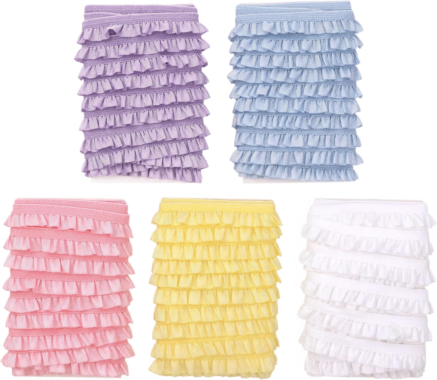 10 Yards Elastic Pleated Gingham Ruffle Trim, 6/8 inch Tiny Stretchy Ruffles Narrow Ruffle Edge Mini Edge Trim Decoration for Clothes Crafts Doll