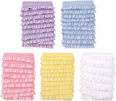 10 Yards Elastic Pleated Lace Trim, 3/8 inch Tiny Stretchy Ruffles Narrow Ruffle Edge Trim Mini Decoration for Clothes Crafts Doll