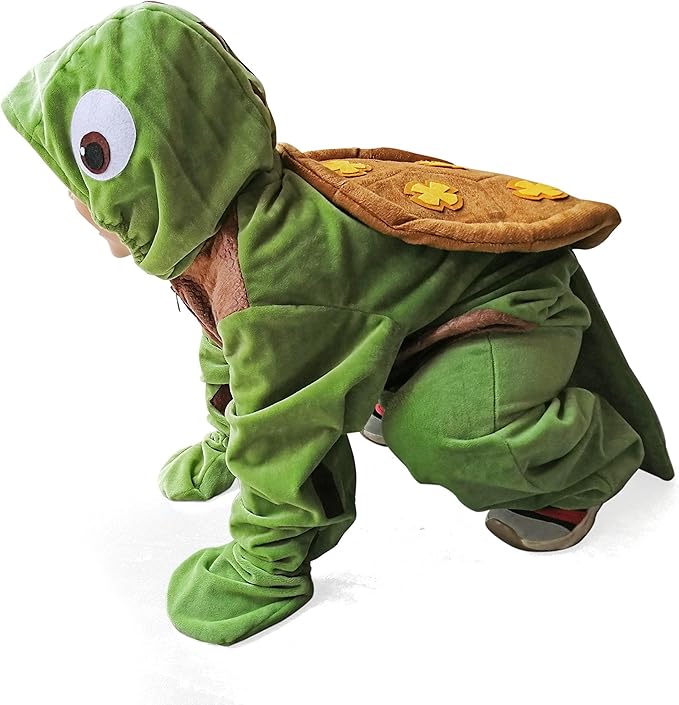 Girls Boys Turtle Costume Tortoise Cosplay Halloween Fancy Dress Animal Plush Outfit (L) Green