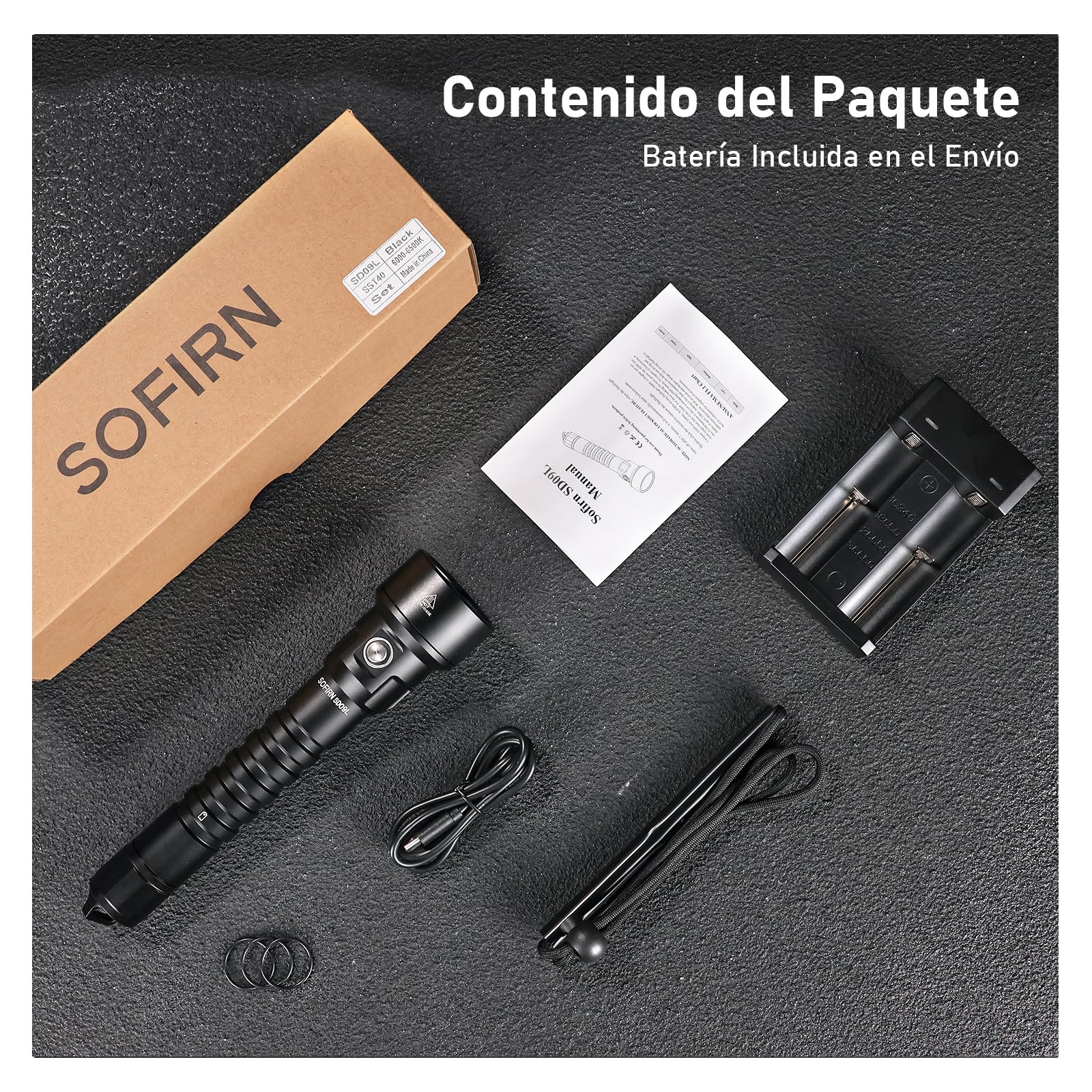 Sofirn SD09L - Linterna de buceo LED, 6800 lúmenes, linterna LED para buceo, IPX8 sumergible hasta 100 m, 3 LEDs de alto rendimiento con baterías recargables