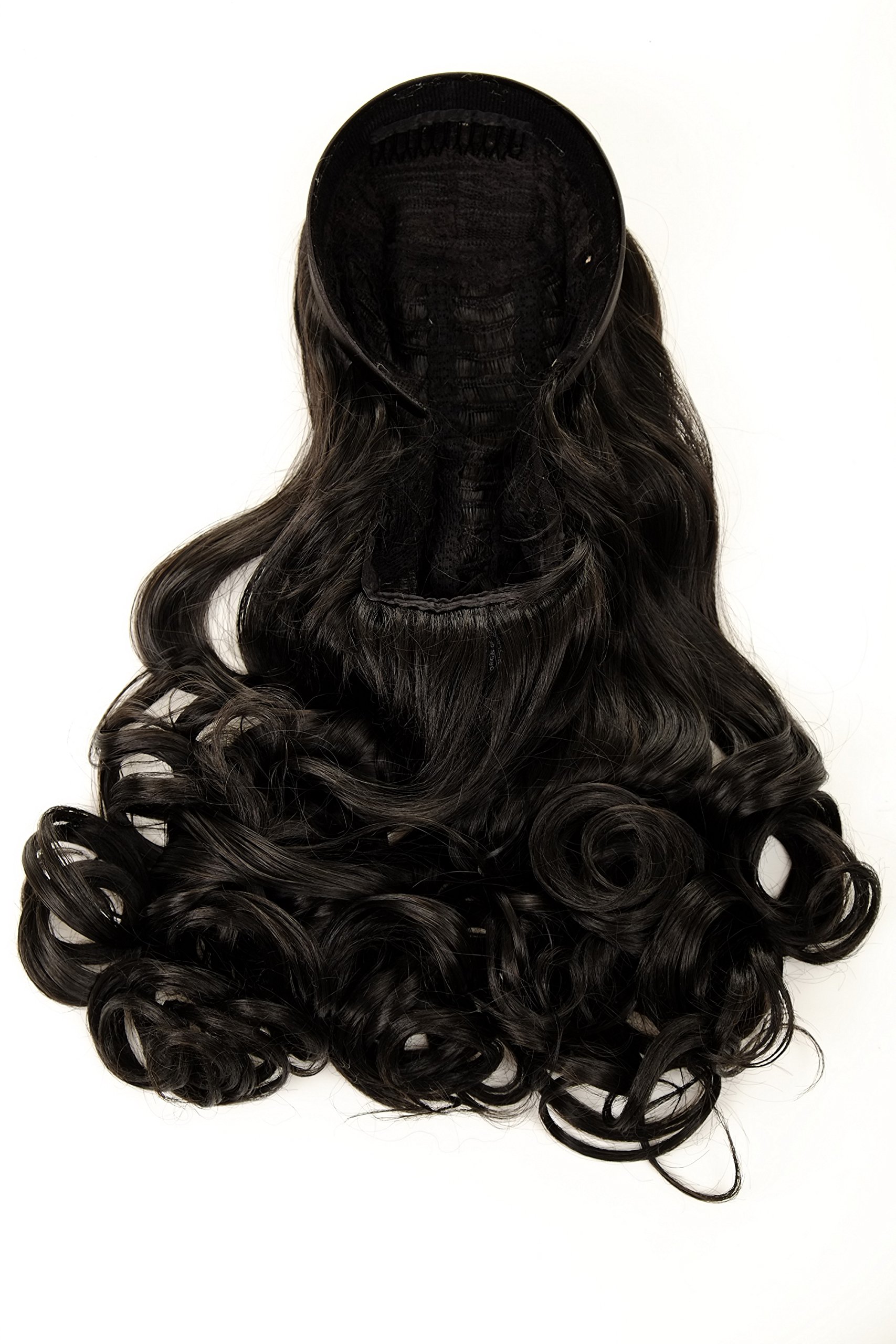WIG ME UP - TYW60871H-2 Halfwig Hairpiece Extension with black hair hoop extremely long wavy slight curls medium black 27inch - Image 3