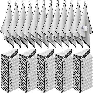 Batiyeer Golf Towels Bulk 30 Pack 16x24" Microfiber Waffle Pattern with Clips for Golf Bags, Hiking, Yoga, Tournaments