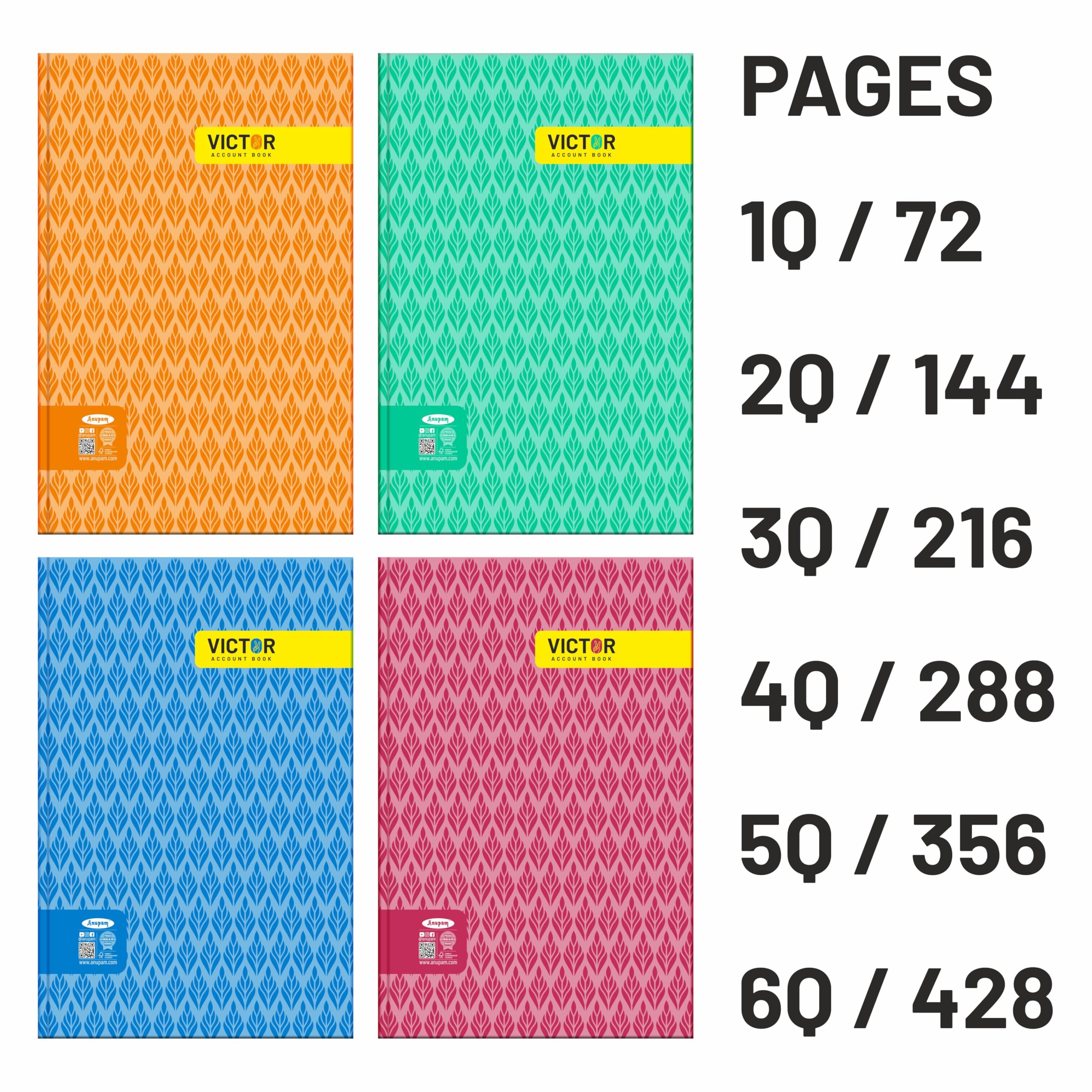 Anupam Victor - Libro contabile con copertina rigida, formato 34 x 21 cm, carta verde a riga singola, 70 g/m², 216 pagine, per studenti, negozi, uffici, magazzini e fabbriche