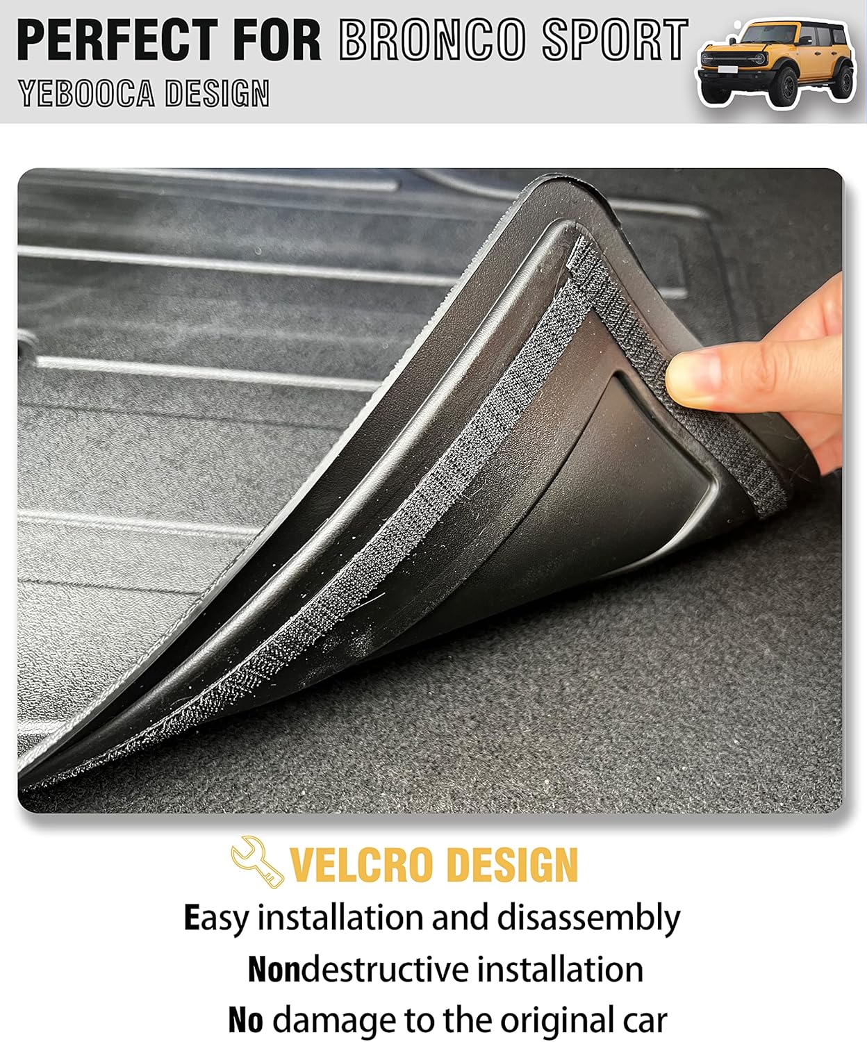 Cargo Liner Compatible with 2021-2025 Ford Bronco Sport Trunk Mat Back Seat Cover Protector(Backrest+Trunk Mat)