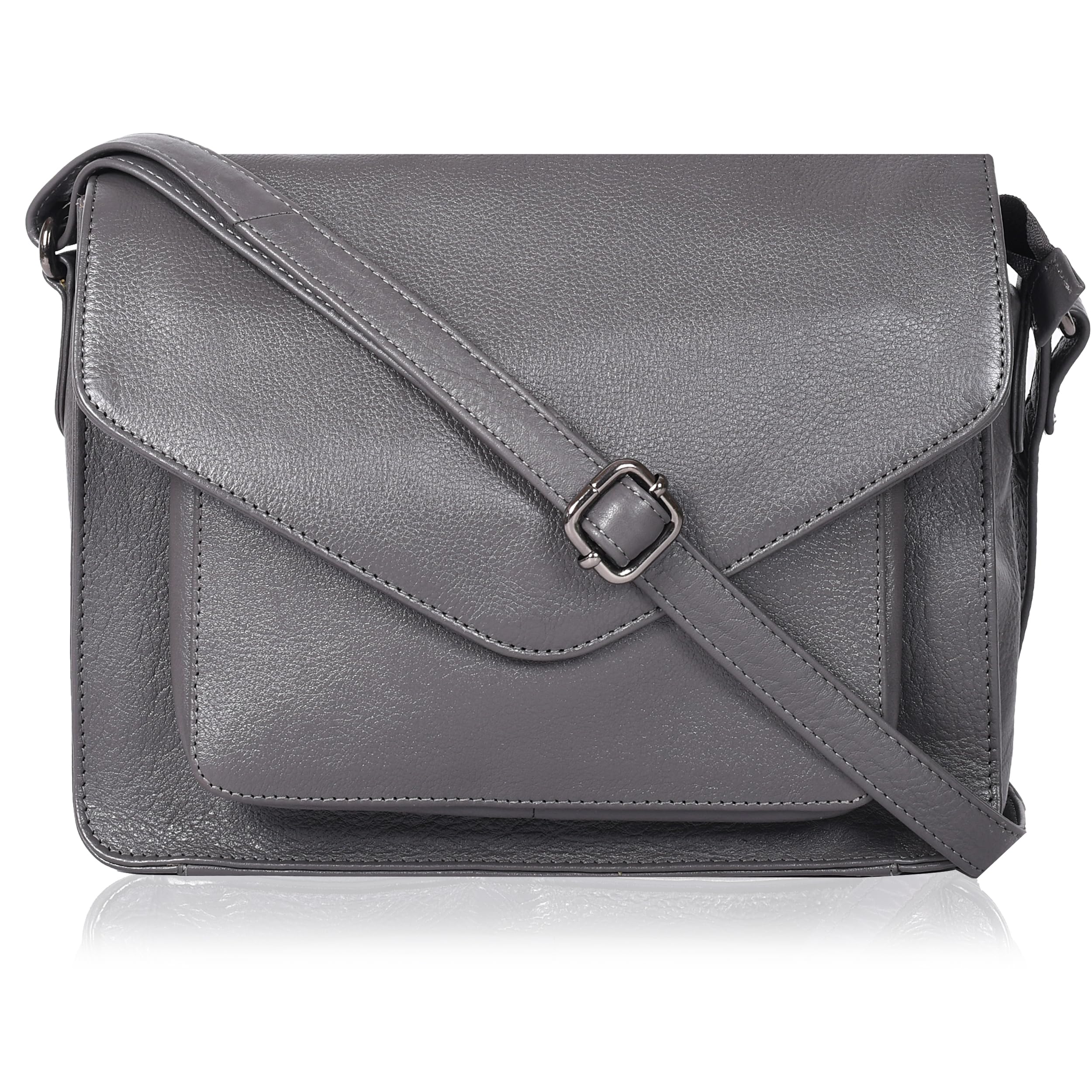 Leather Flapover Crossbody Handbag Purse for Women with Adjustable Strap & Overflap Snap Closure Tote/Bag