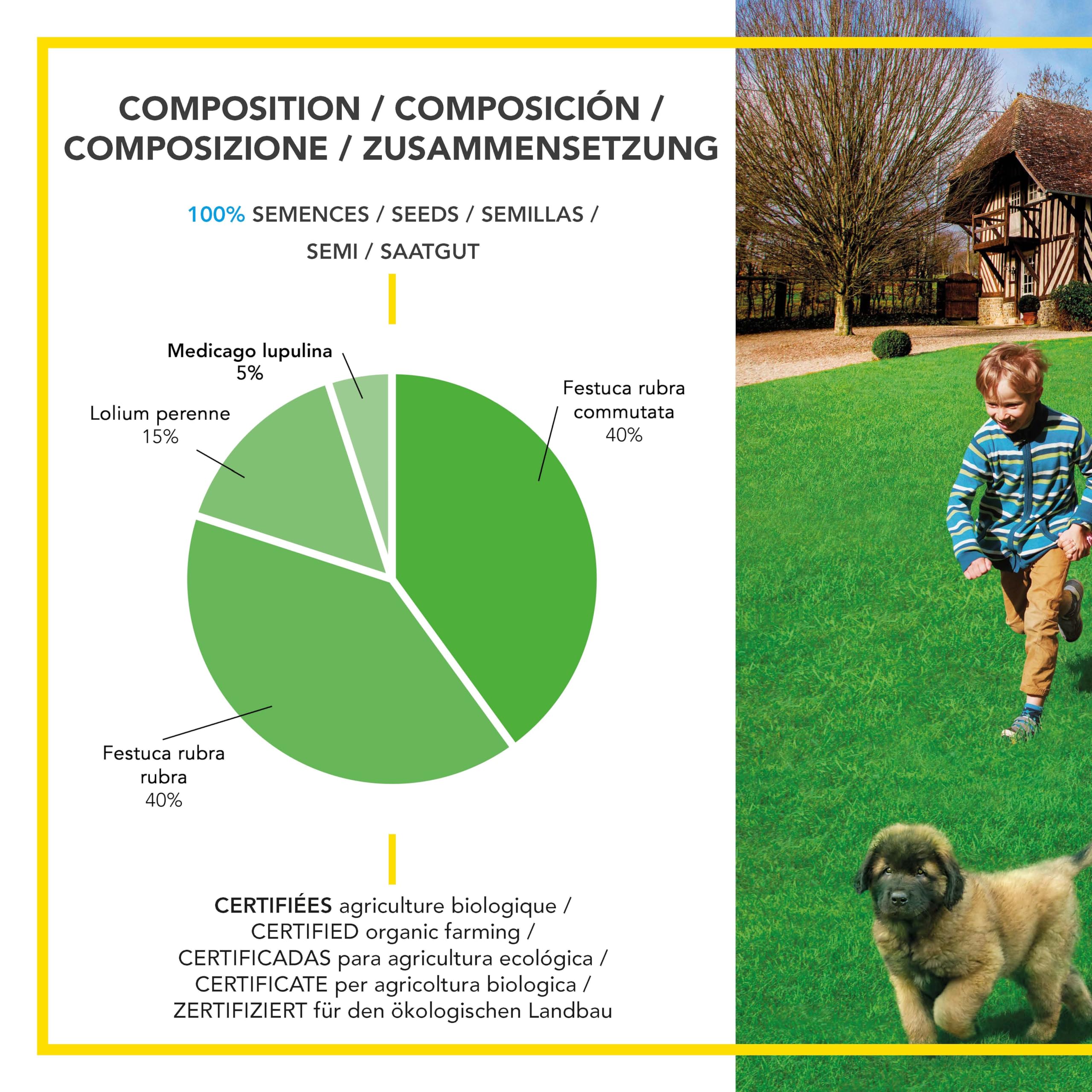 BARENBRUG - Pradera Césped BIO - Variedades de Crecimiento Lento - Siempre Verde gracias a las Leguminosas - Resistencia y Rusticidad Extremas - Fabricado en Francia - 10 Kg