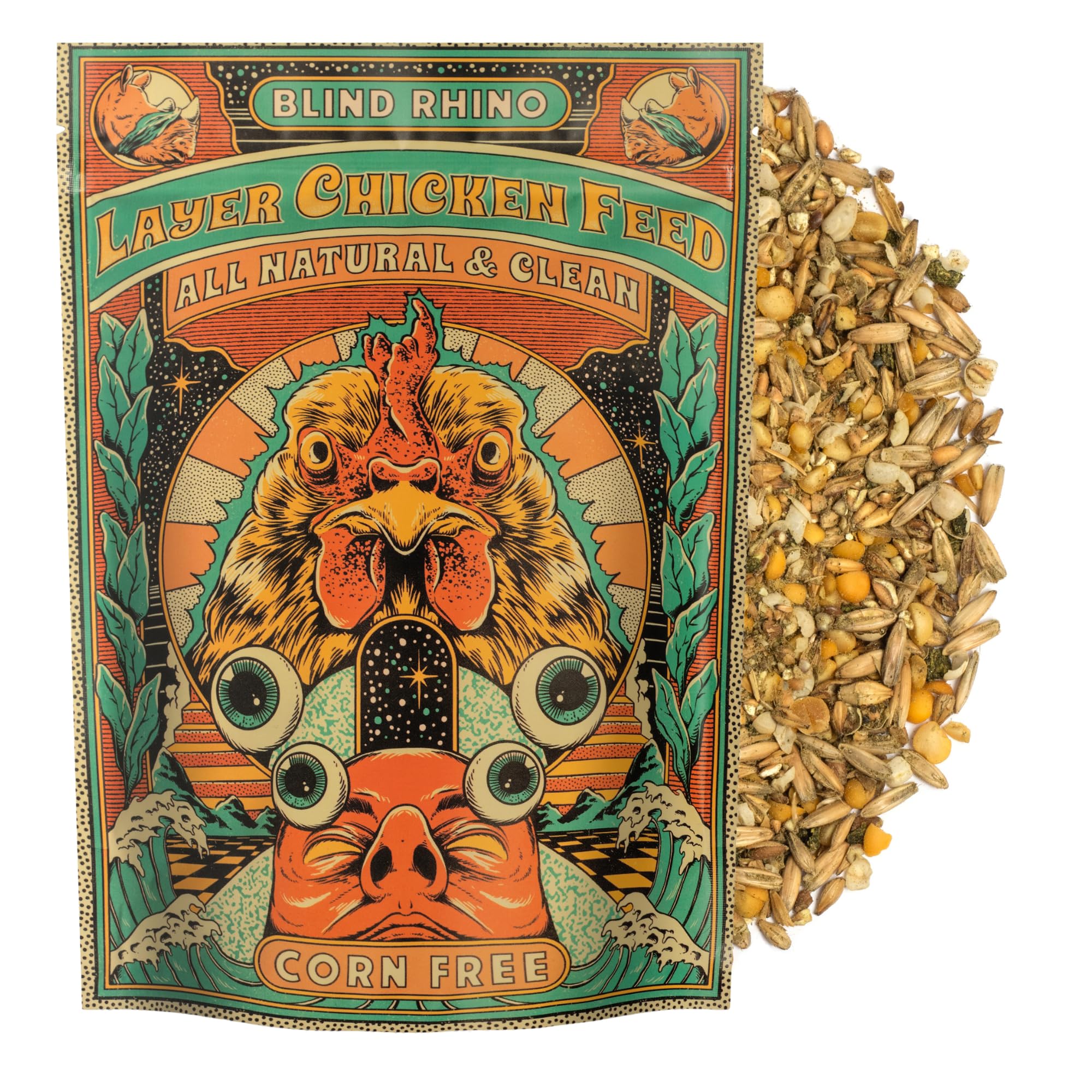 Layer Chicken Feed - Blind Rhino All Natural & Clean Whole Grain Layer Chicken Feed (Chickens 20+ Weeks Olds)