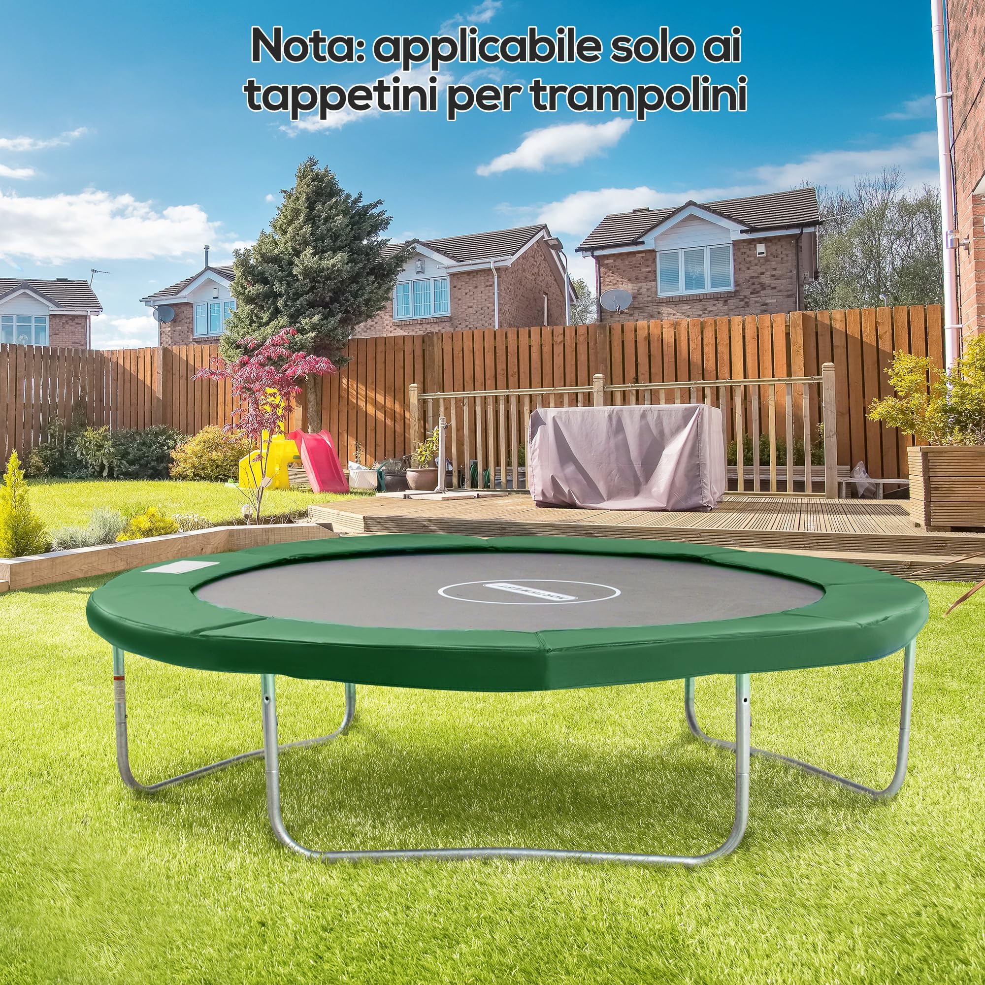 HOMCOM Copertura Tappeto Elastico Ø305x1.5 cm Pieghevole e Portatile, Protezione Trampolino da Giardino Impermeabile in Plastica, PE e Schiuma EPE, Anti UV, Verde