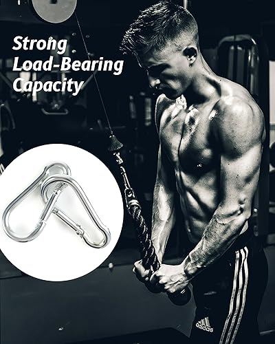 Miniatura 4 de Mosquetón pequeño Ciip, 30 mini mosquetones de 1.57 pulgadas, gancho de resorte de acero inoxidable M4 resistente, carribenares de bloqueo para